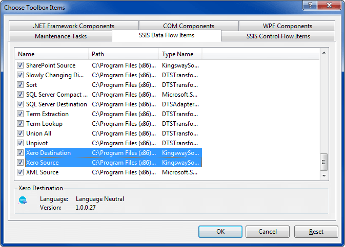 Add SSIS data flow components